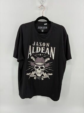 Jason Aldean 2013 Tour Skull Black Tee Country Music Concert Boots Hearts